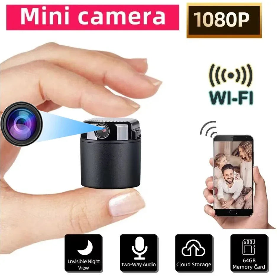 1080P Mini WiFi Camera - Battery Operated Wireless Security Cam with 360° Rotation Mobile Monitoring
