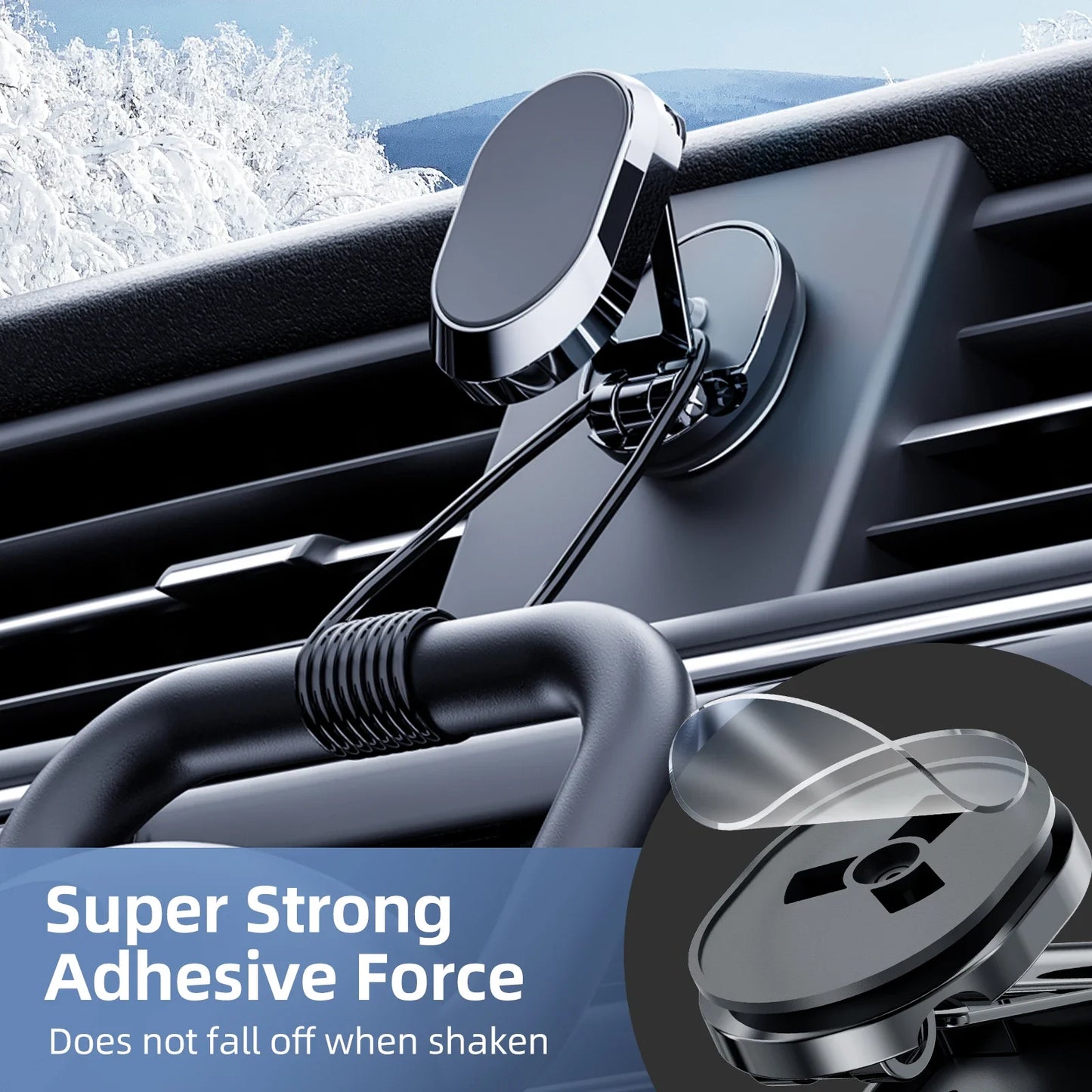 Magnetic Car Phone Holder - Foldable 360-Degree Rotatable Dashboard Stand for Navigation, Car Accessories