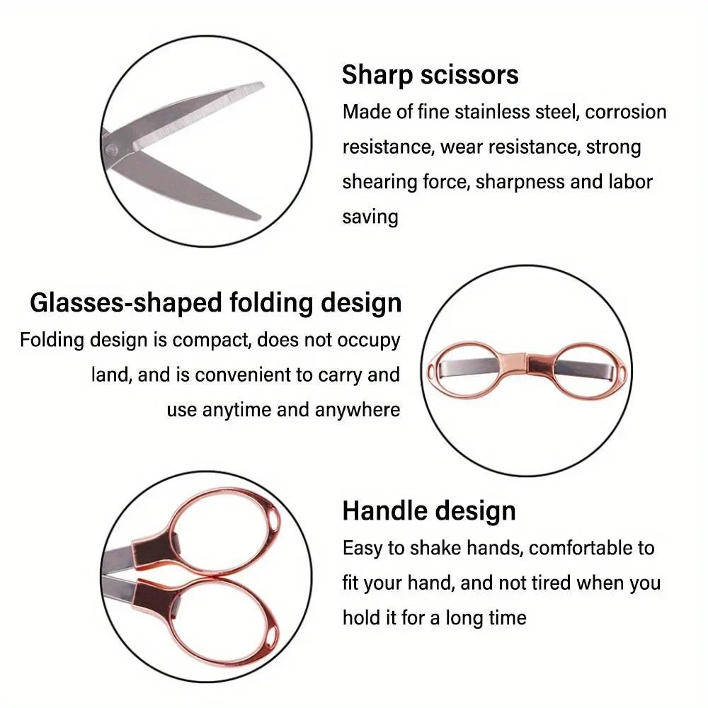 Folding Stainless Steel Scissors - Portable Fishing Line Cutter Sewing Needlework and Stationery Multi-Tool