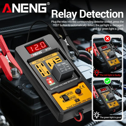 ANENG RT01 Relay Tester - Digital 11-25V Vehicle Battery Voltage Detector for 4/5 Pin Relays