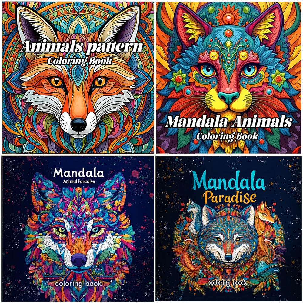 24-Page Mandala Animals Coloring Book - Creative Art & Stress Relief Activity Book for Adults, Gifts & Parties