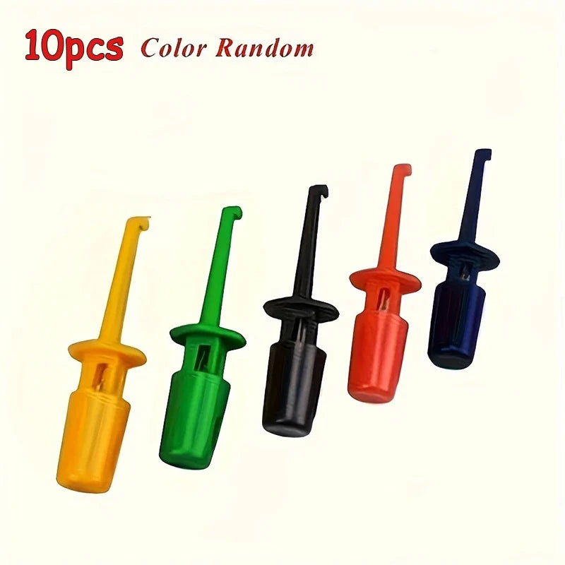 10Pcs Mini Test Hook Clips - Small IC Grabber Probes with Round Crocodile Clips for Electronic Testing