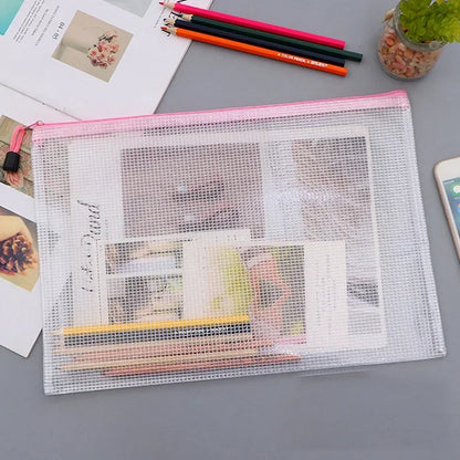 Mesh Zipper Document Bag Set - 3/5PCS A3 A4 A5 A6 Stationery Storage Pouches for School & Office Supplies