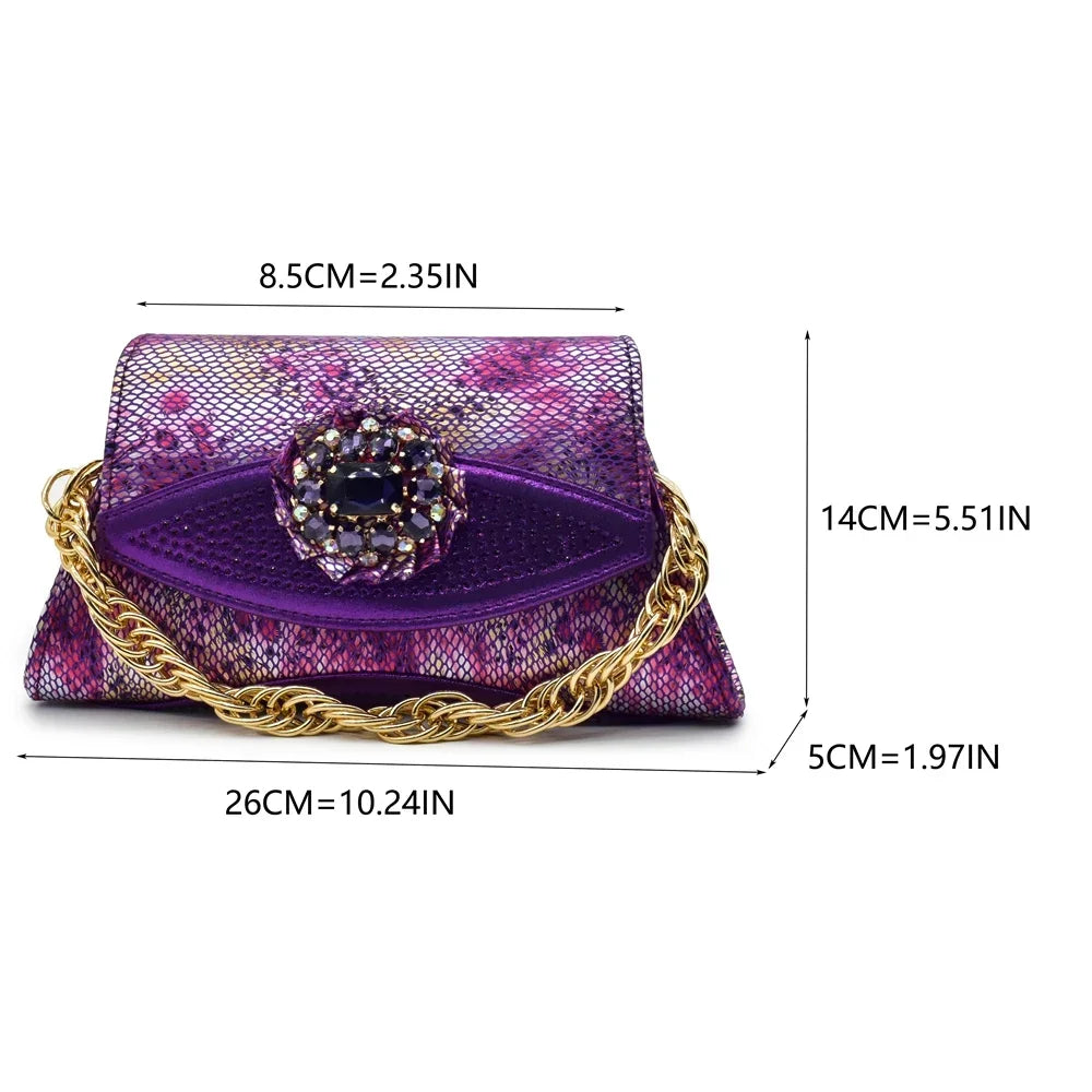 Women’s Purple Italian Shoe & Bag Set - Elegant Heeled Party & Wedding Accessories