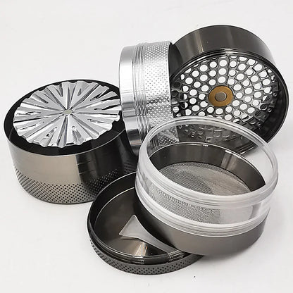55MM Toothless Metal Herb Grinder — Manual Spice Crusher with Large Capacity & Transparent Screen Catcher