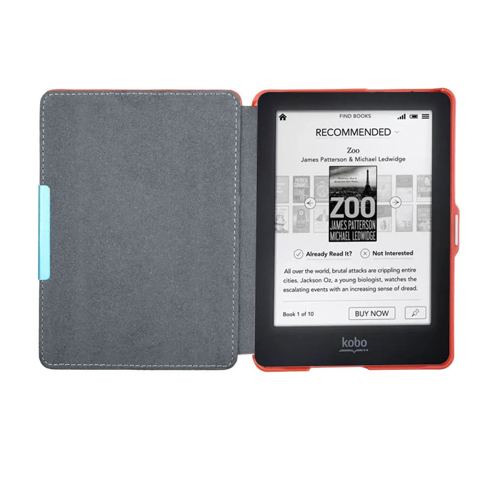 Kobo Glo 6 Inch E-Reader Cover - PU Leather Flip Case with Magnetic Adsorption Closure & Sleep Mode Support