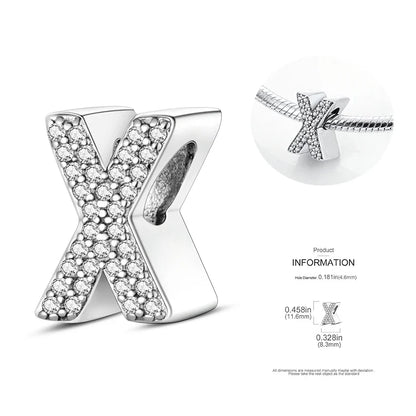 26 A-Z Alphabet Beads 925 Silver LOVE Letter Charms for 3mm Bracelets - CZ Zircon DIY Jewelry Gift
