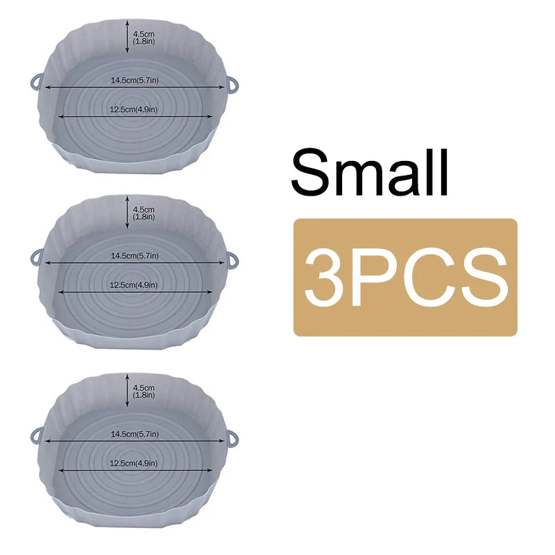 Reusable Air Fryer Silicone Pot & Baking Tray – 1/2/3PCS Basket for Pizza, Fried Chicken, Grill & Kitchen Use