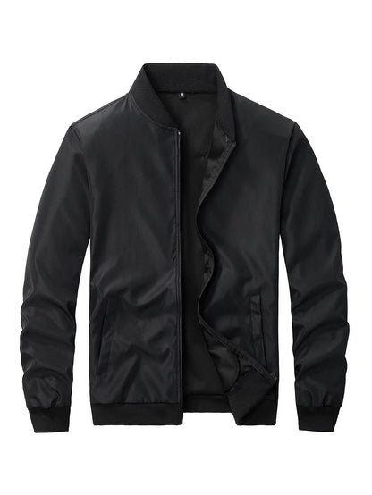 2024 Men's Spring Autumn Jacket – Short Loose Baseball Collar, Solid Color, Business Casual Thin Coat