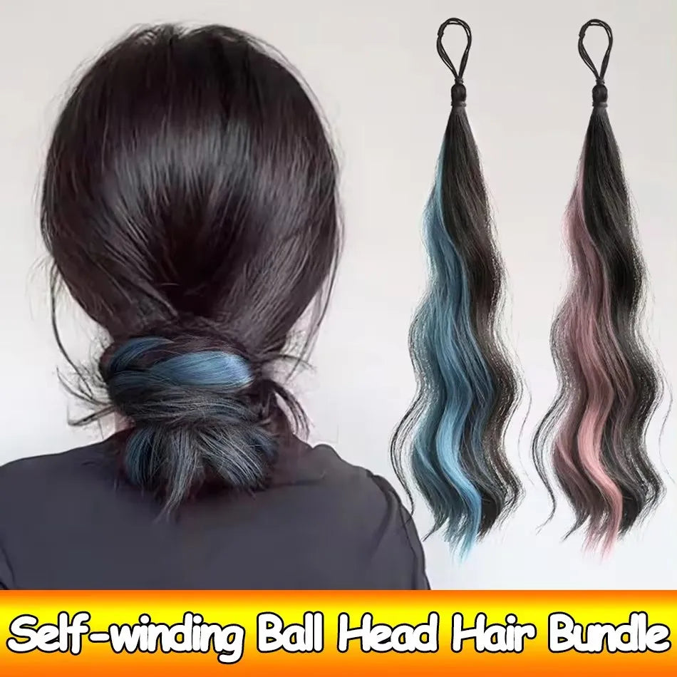 50cm Synthetic Self-Winding Ball Head Wig Hair Bundle – Highlight DIY Bun for Women, Volume-Boosting Bud Hair Extension