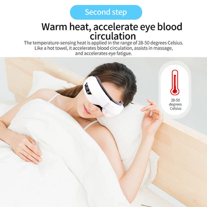 6D Smart Vibration Eye Massager – Hot Airbag Compress, Bluetooth Music Sleep Mask for Eye Relaxation & Fatigue Care