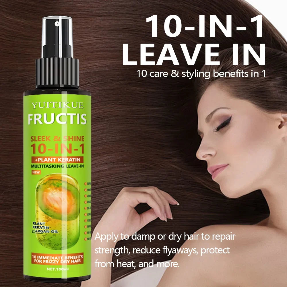 10-in-1 Keratin Hair Spray - Plant-Based Repair Treatment for Dry, Frizzy & Smoothing Hair Care