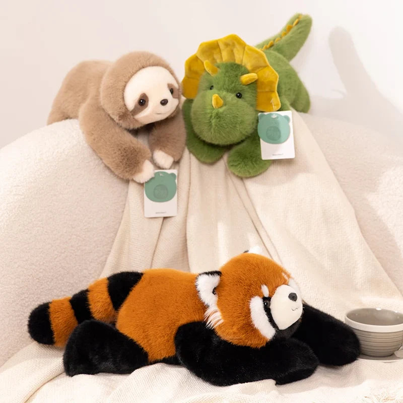 30-65cm Kawaii Forest Animal Plush Dolls – Soft Long-Arm Raccoon, Dinosaur, Sloth, Panda & Koala Pillow Toys for Home Decor