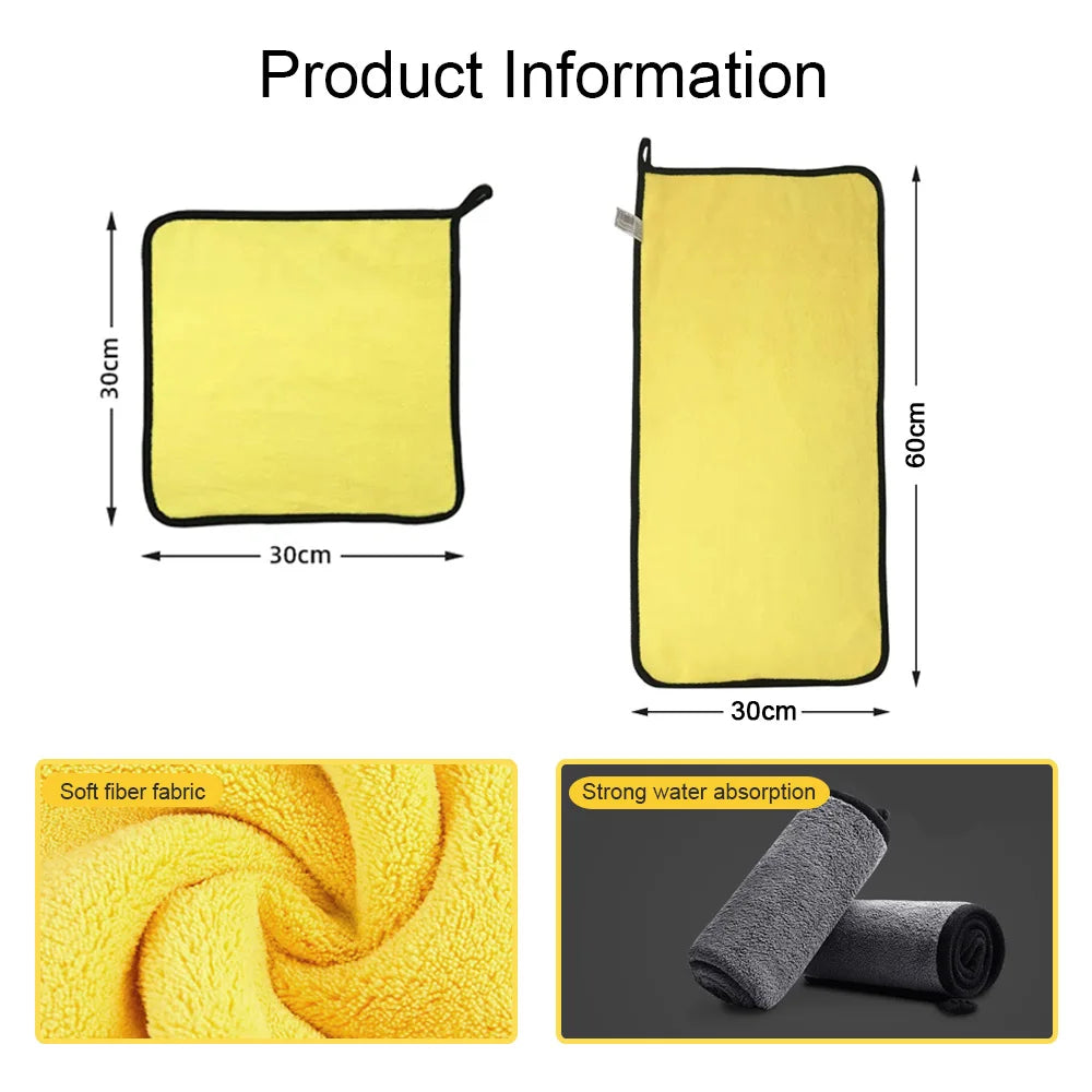 Microfiber Car Wash Towel 30x30/60cm – Ultra Absorbent Car Cleaning & Drying Cloth for Detailing & Car Care Maintenance