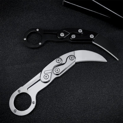 All-Steel Claw Tactical Knife – Multifunction Outdoor EDC Self-Defense Tool, Black & Silver Gift for Men