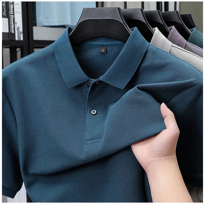 Men's 100% Cotton Polo Shirt - Breathable Summer Golf & Business Casual Tee with Silk-Like Finish