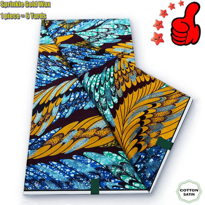 2026 African Real Wax Fabric - 100% Cotton Ankara Glitter Gold Print Batik Pagne for Women’s Fashion & Sewing