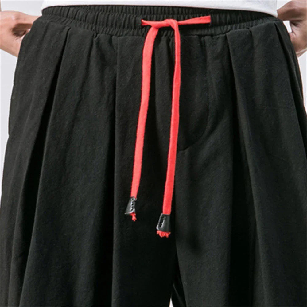 FGKKS Oversize Men’s Loose Harem Pants — Autumn Chinese Linen Sweatpants, High-Quality Casual Trousers for Men