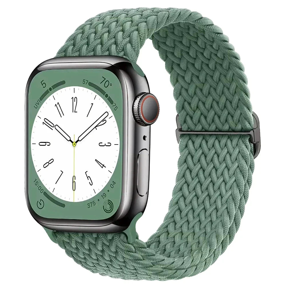 Braided Solo Loop Apple Watch Ultra Band – Elastic Nylon Adjustable Strap for iWatch SE, Series 3–9 (38mm–49mm) Bracelet Band