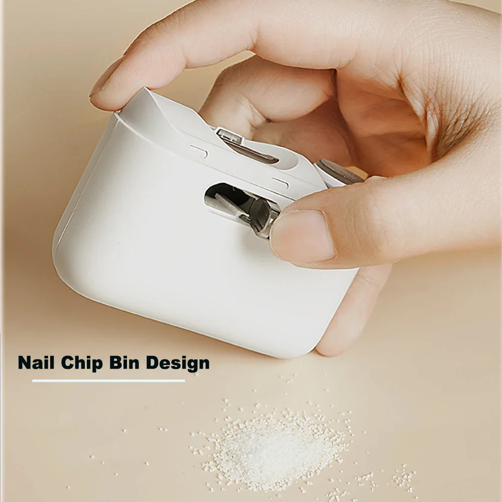 2-in-1 Electric Nail Clipper with Light - Type-C Rechargeable Manicure Machine, Portable Automatic Nail Cutter