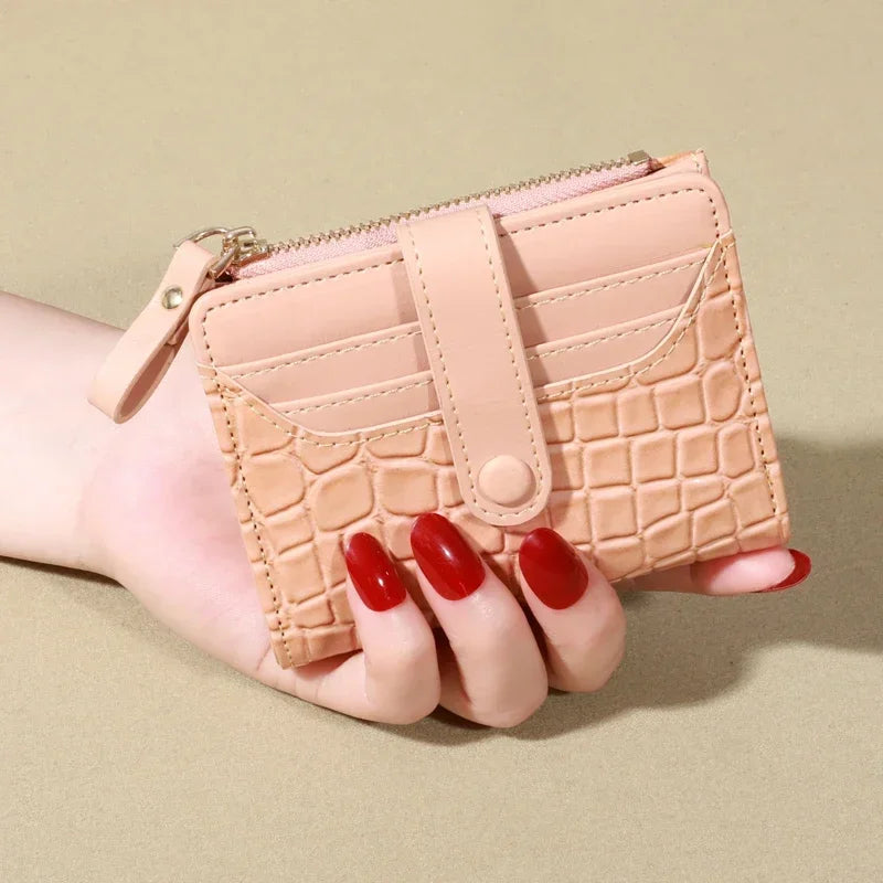 Elegant Women’s Multi-Card Wallet – PU Leather Double Zip Clutch Purse with Crocodile Pattern Storage Bag