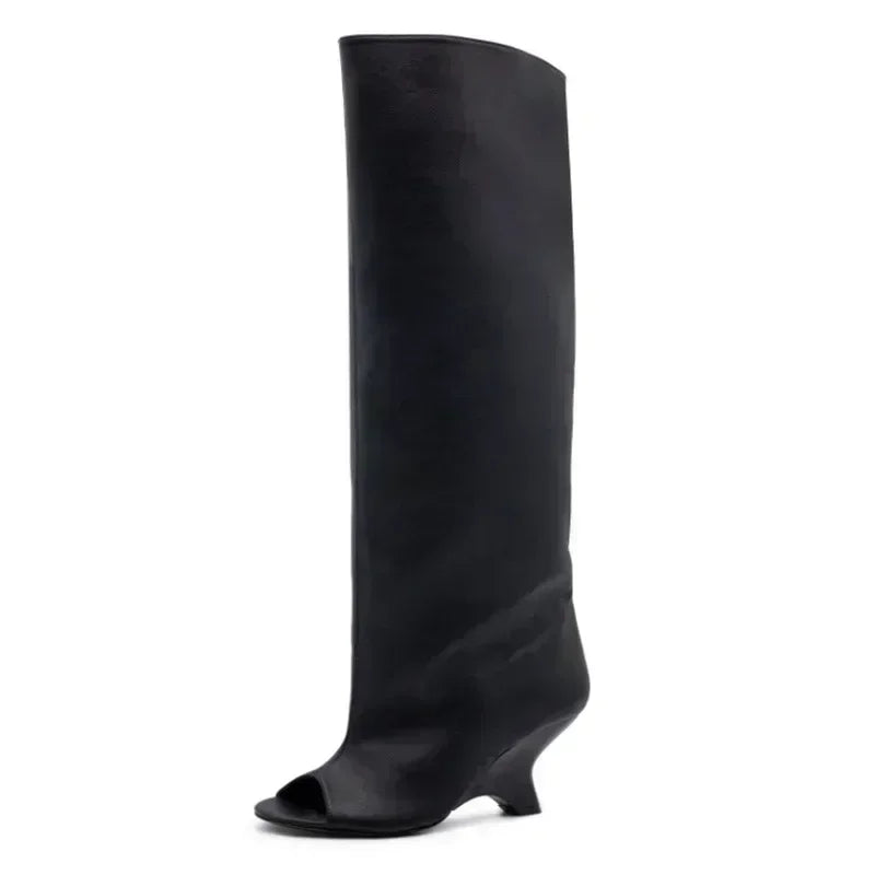 Women’s Knee-High Open Toe Boots 34-44 - 2026 Spring/Summer Chunky High Heel Fashion Boots