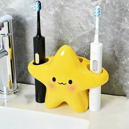 Star-Shaped Toothbrush Holder - Cute Freestanding Bathroom Organizer for Toothbrush & Toothpaste