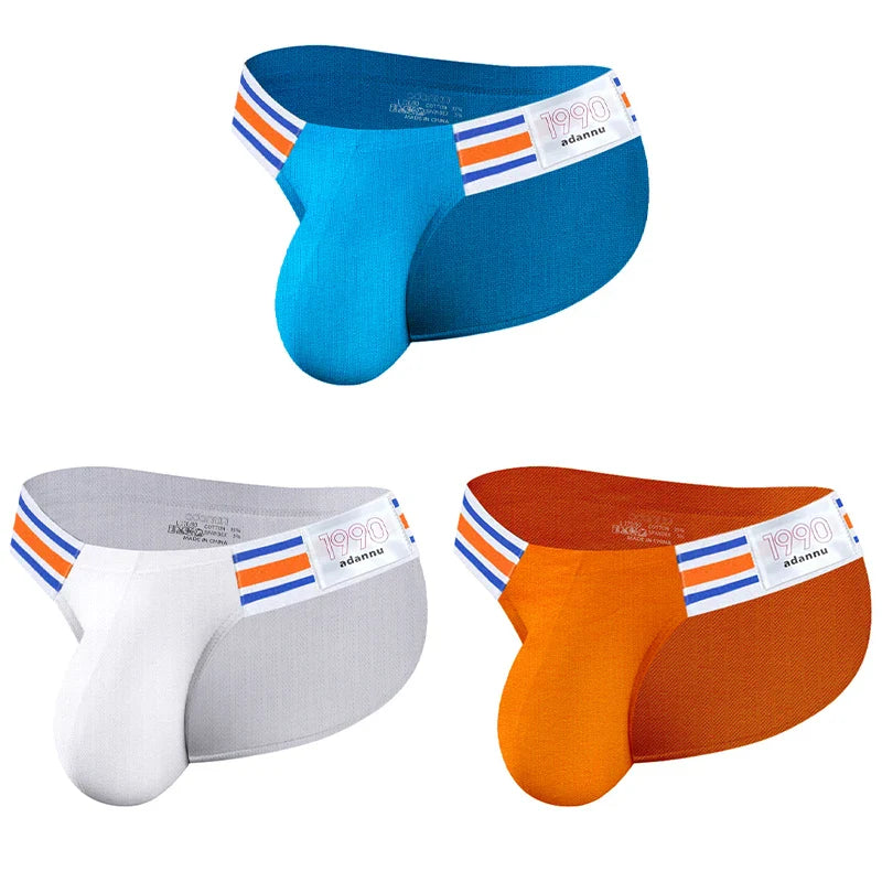 Men’s Breathable Brief Underwear 1/2/3/4PCS – High Fork Triangle Design with Striped Elastic Waistband Comfort Fit