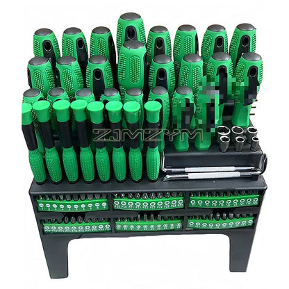 100Pcs Magnetic Screwdriver Set - Precision Hand Tool Kit with Storage Rack