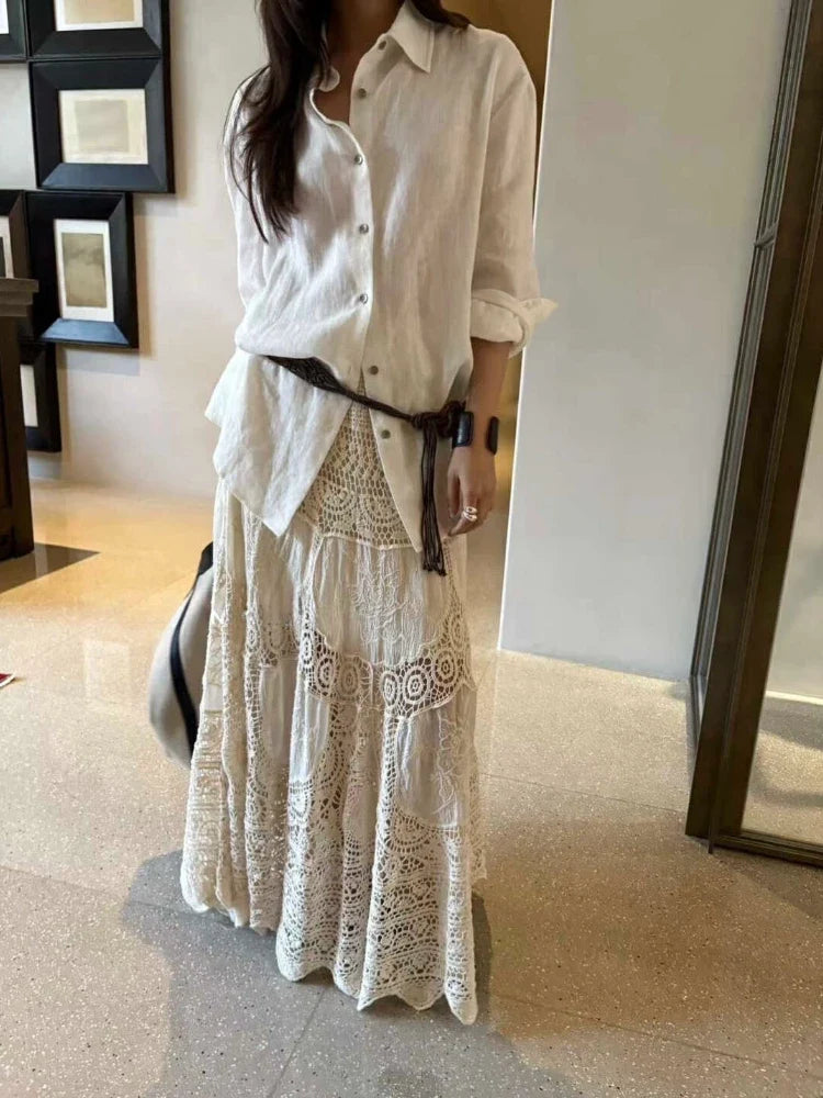 Women’s Bohemian Long Swing Skirt - Embroidered Boho Chic Summer Vacation Skirt 2025