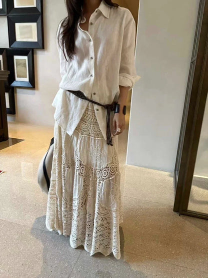 Women’s Bohemian Long Swing Skirt - Embroidered Boho Chic Summer Vacation Skirt 2025
