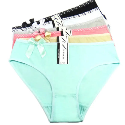 6 Pcs Women’s Cotton Briefs Set - Plus Size Sexy Print Mid-Rise Panties with Breathable Cotton Crotch