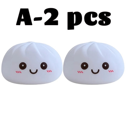2027 Kawaii Dumpling Night Light - Cute Glowing Dumpling Steamer Desktop Ornament and Gift Decor