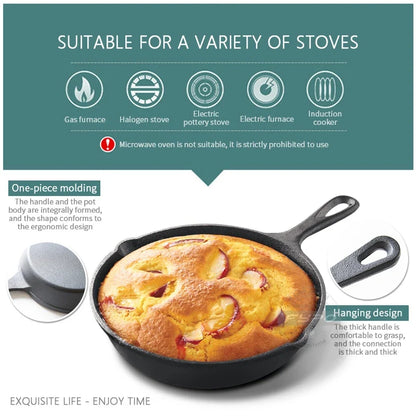 Cast Iron Frying Pan - Non-Stick Mini Skillet for Omelette, Pancake & Induction Cooking