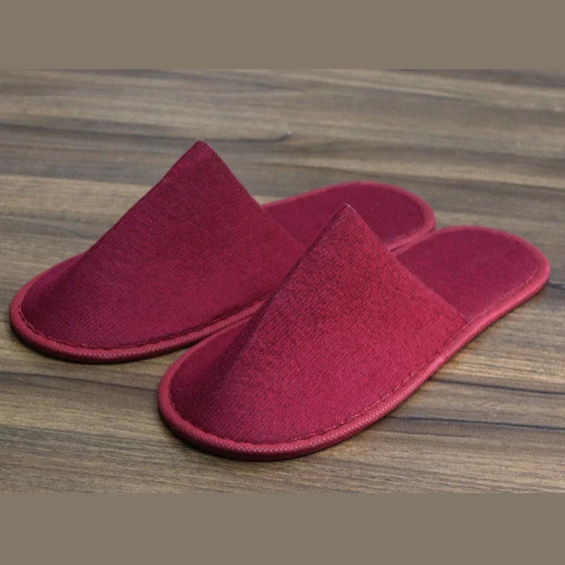 10 Pairs Plush Disposable Slippers - Soft Non-Slip Travel Hotel & Home Guest House Slides