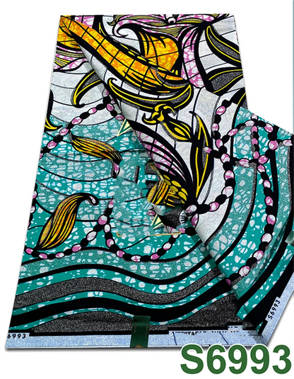 Original African Wax Print Fabric - 6 Yards 100% Cotton Nigerian Ankara Sewing Material