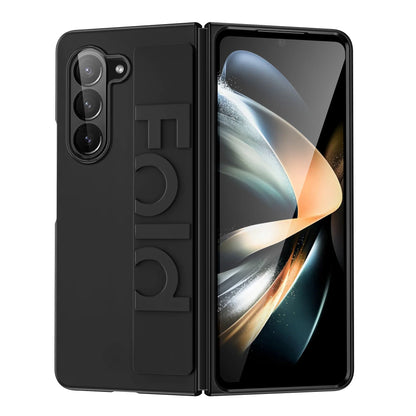 Matte Hard PC Silicone Wrist Strap Case for Samsung Galaxy Z Fold 3-7 – Elastic Armor Cover with Grip & Wristband