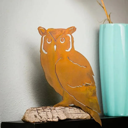 Rustic Metal Screech Owl Garden Stake - Outdoor Yard Decor for Thanksgiving & Christmas