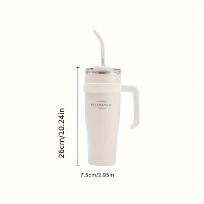 Large Capacity 38.55oz Stainless Steel Water Cup — Car & Office Insulated Straw Tumbler