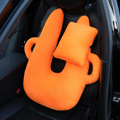 U-Shaped Multifunctional Car Pillow – Plush Travel Neck Pillow with Removable Sleeve
