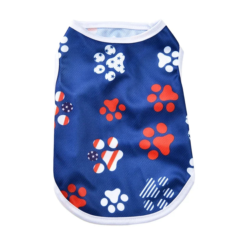 Summer Patriotic Dog Vest - Breathable Independence Day 4th of July Pet T-Shirt for Small Medium Dogs Cats