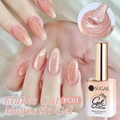 UR SUGAR Jelly Pink Cat Magnetic Gel Nail Polish 15ml - Glitter Ice Effect Soak Off UV LED Semi-Permanent Manicure Gel