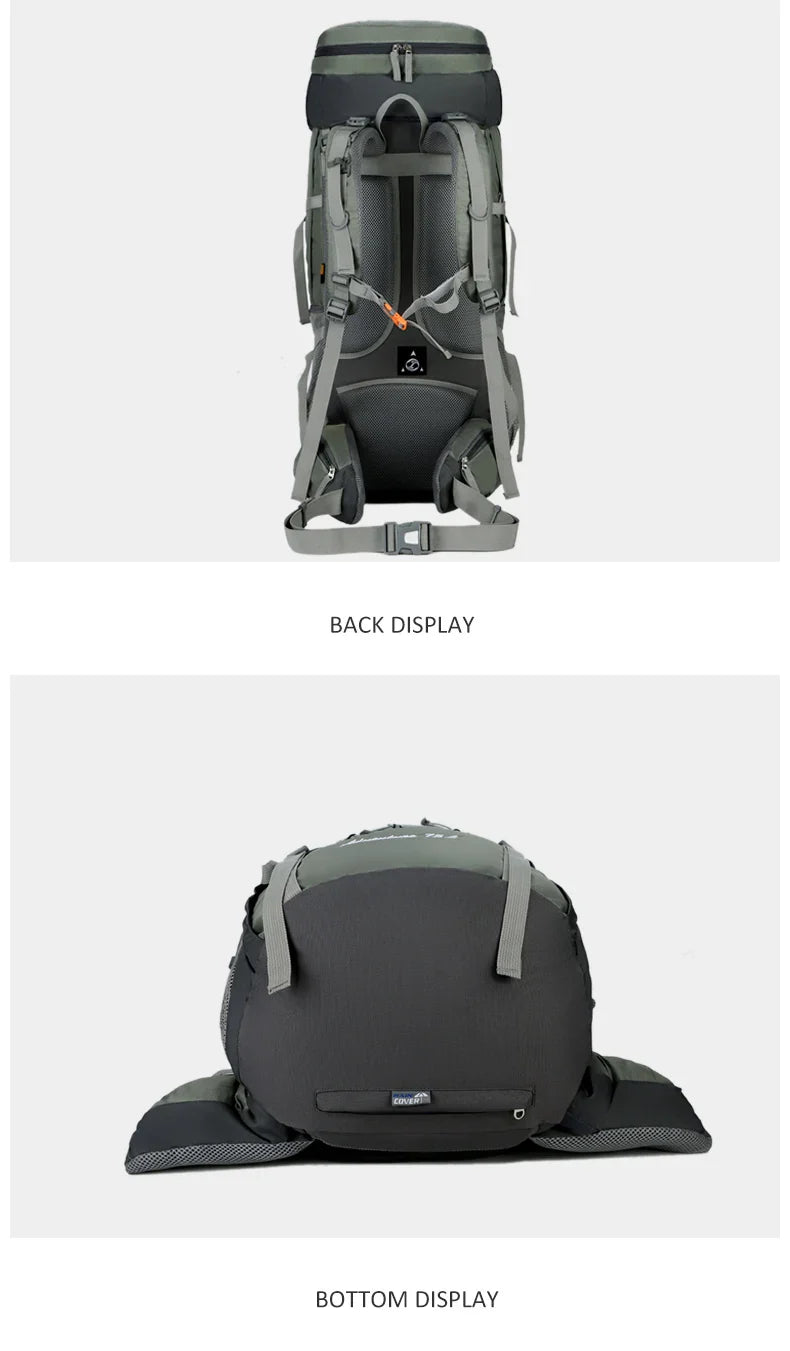 75L Camping & Hiking Backpack with Rain Cover - Outdoor Travel, Trekking & Climbing Rucksack for Men