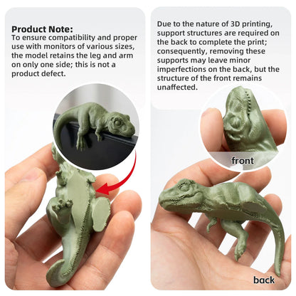 Sleeping T-Rex Monitor Topper - 3D Printed Mini Dinosaur Figurine for Desk, Monitor & Shelf Decor