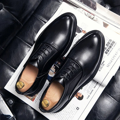 Men’s Classic Leather Oxford Shoes - Retro Casual Business, Office & Wedding Dress Shoes