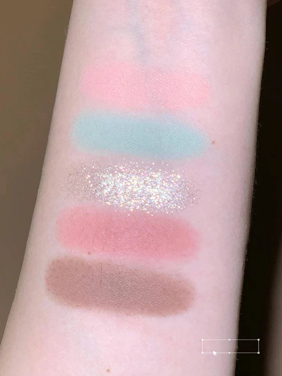 Flower Knows Moonlight Mermaid Eyeshadow Palette – 5-Color Matte, Shimmer & Glitter Waterproof Eye Shadow