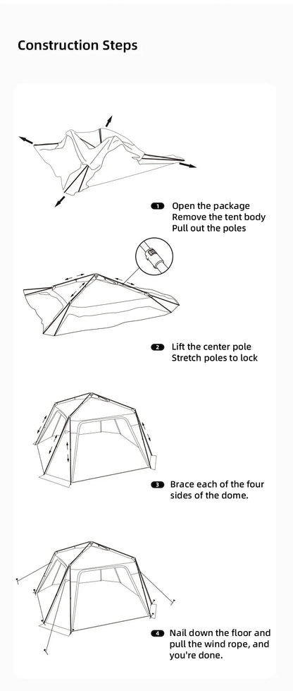 ShineTrip Oversized Dome Tent – Quick Setup, Waterproof & Sunproof Silver-Coated Canopy for Camping (05 Series)