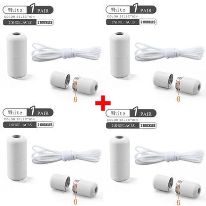 Elastic No Tie Shoelaces - Quick Lock Metal Laces for Kids & Adults Sneakers, Lazy Shoe Strings