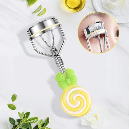 Lollipop Handle Eyelash Curler - Replaceable Adhesive Tape Lash Tool for Beginners and Easy Eye Makeup Application