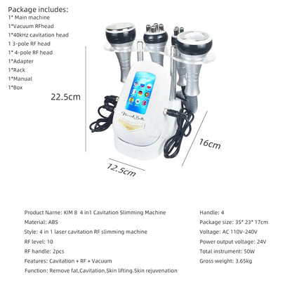 40K 4-in-1 Cavitation Body Slimming Machine – Face Lifting, Skin Tightening & Vacuum Massager with Gel (Fast Shipping)